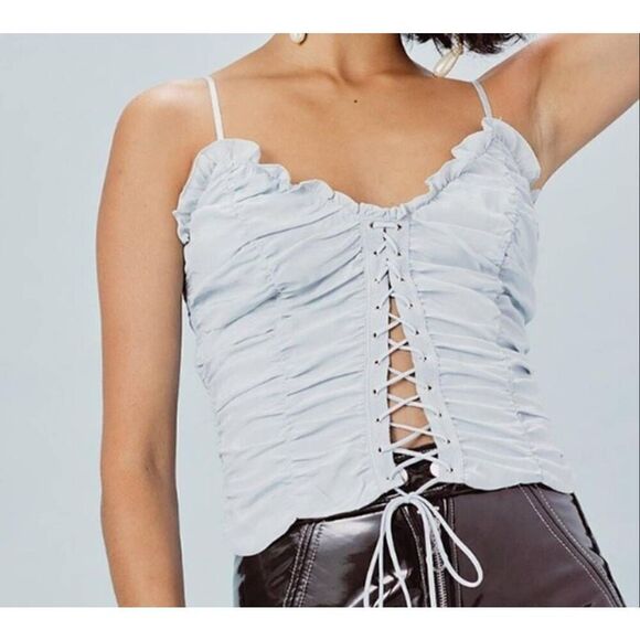 For Love & Lemons Palmetto Corest Cami in blue sz Large - Picture 1 of 4